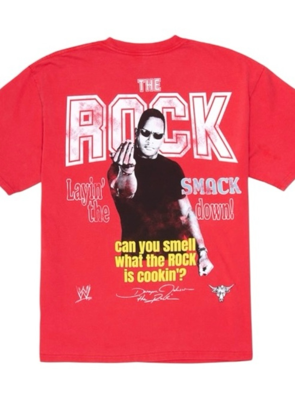 WWE The Rock Bull Tshirt Pro Wrestling WWF XL Red